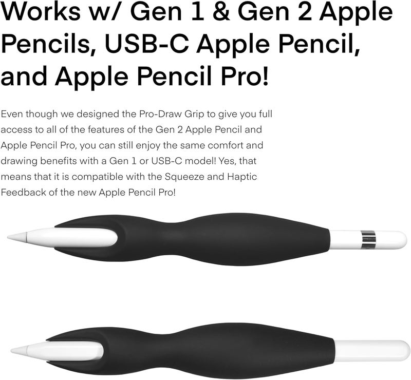 Pro-Draw The Grip for Apple Pencil Pro, 1st /2nd Gen Apple Pencil, and USB-C model // More Comfort. Better Control. - Image 4
